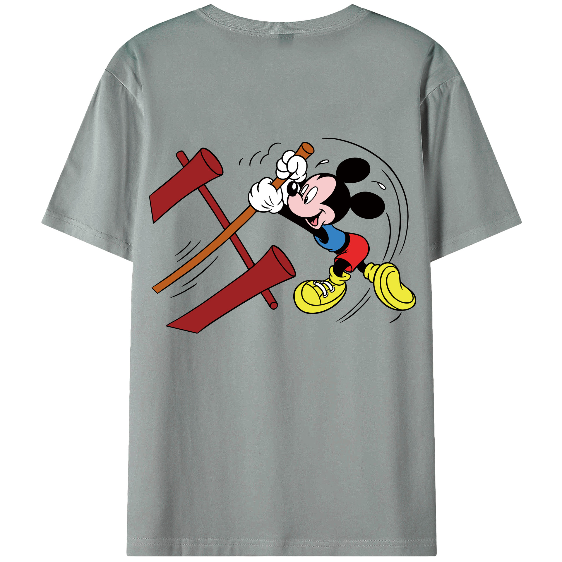ミッキーマウス Mickey Mouse 綿100％ メンズ半袖Tシャツ（バックプリント） 通気性